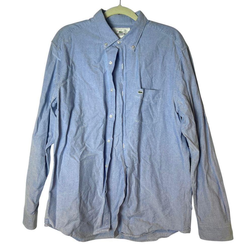 Lacoste Blue Cotton Button Down Shirt 42